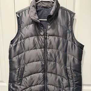 Lands' End Women's Gray Metallic Puffer Vest